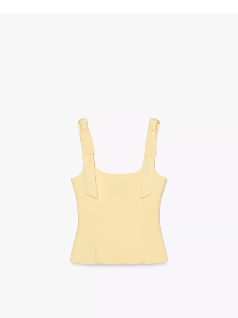 Zara Pale Yellow Tie-Shoulder Square Neck Camisole